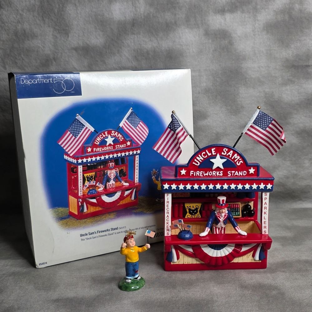Dept 56 Snow Village Uncle Sam's Fireworks Stand #54974 Retired